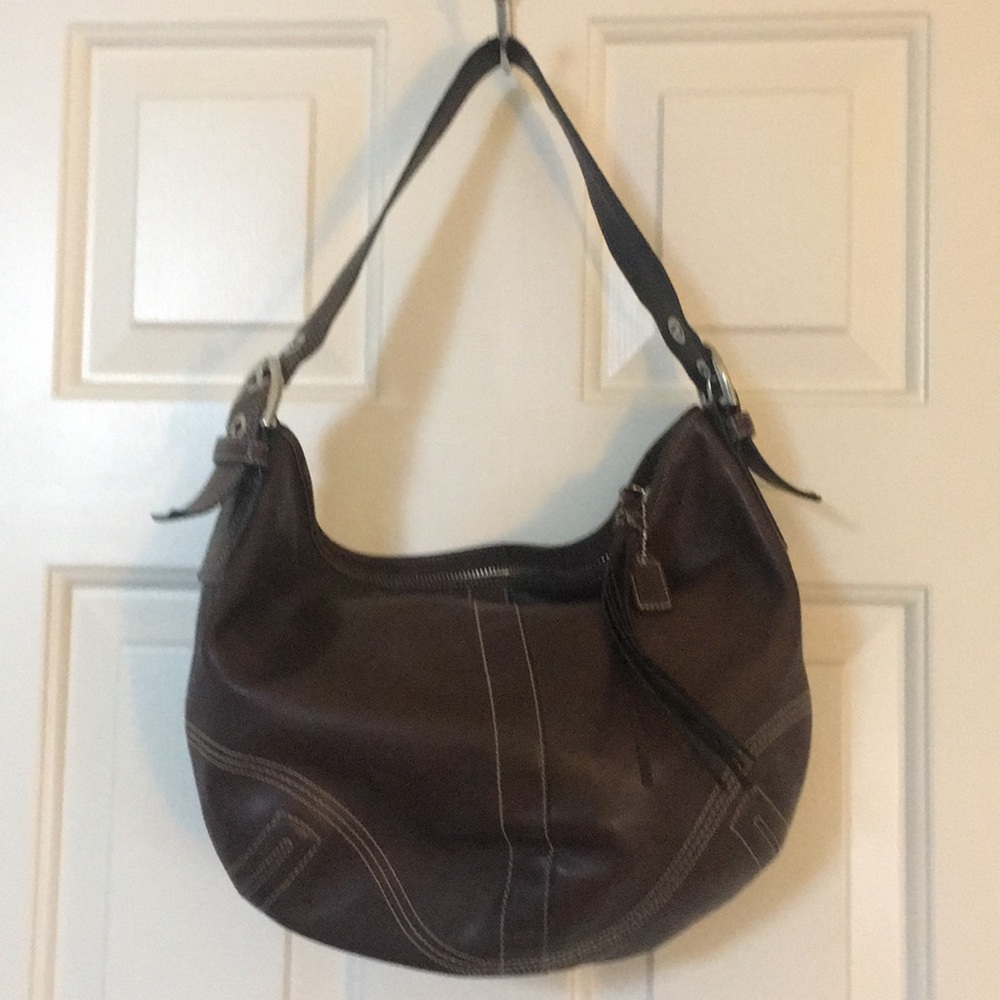 Coach bucket dark brown purse